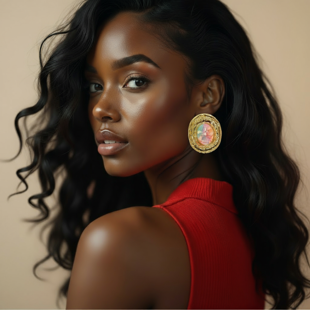 The Pastel Marble Oval Statement Earrings