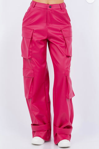 The Outta Pocket Cargo Pants (Fuchsia Pink)
