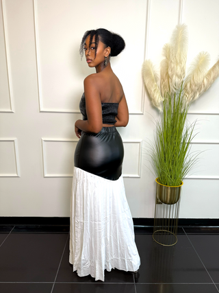 Faux Leather & Pleated Maxi Set