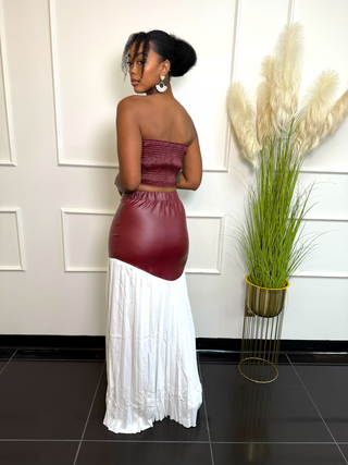 Faux Leather & Pleated Maxi Set