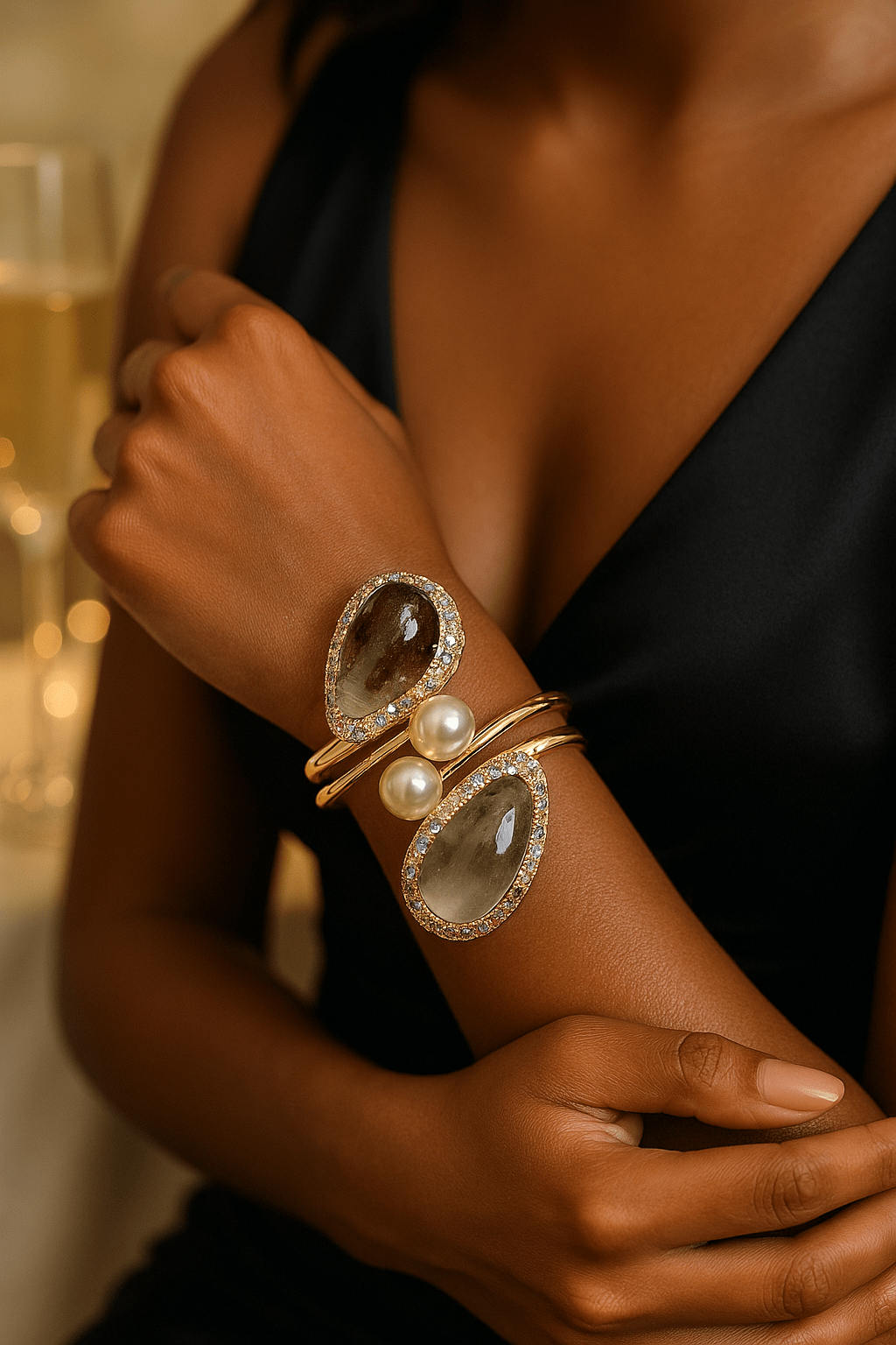 Crystal Teardrop & Pearl Bracelet