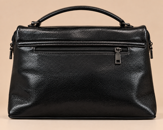 Metallic Luxe Chain Handbag in black back view
