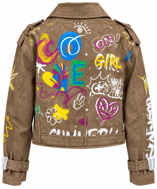 Brown graffiti jacket back