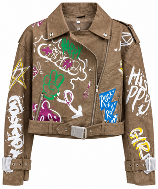 Brown graffiti jacket front