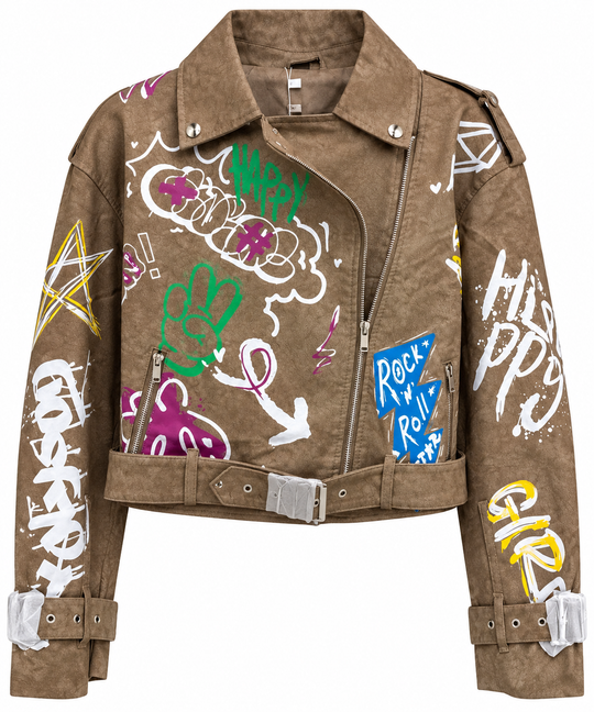 Brown graffiti jacket front