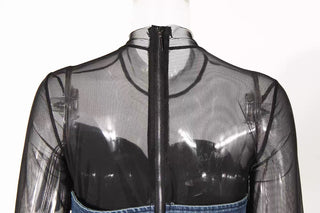 Black sheer mesh zip top back view