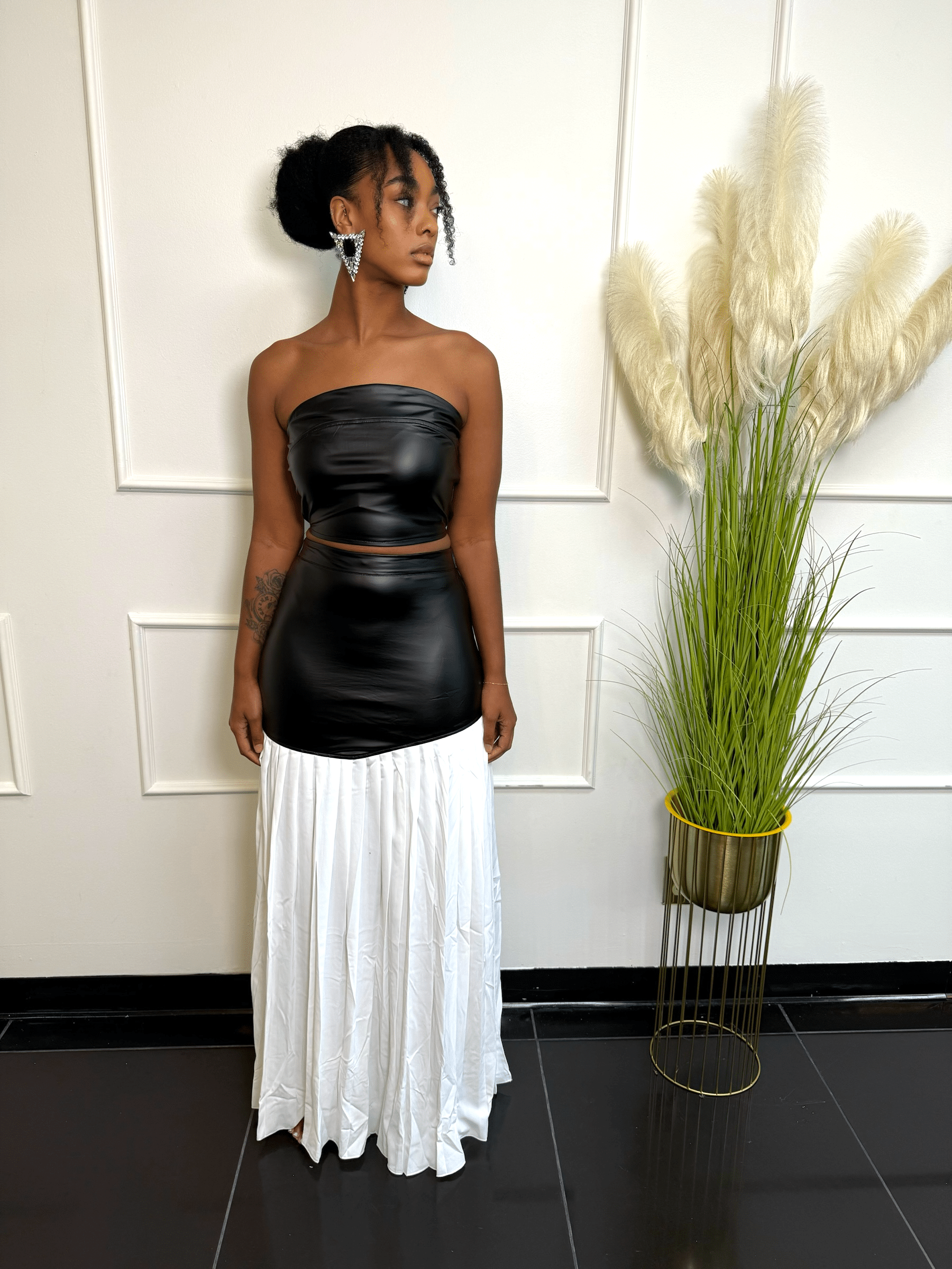 Faux Leather & Pleated Maxi Set – Buy Now at Uneak Boutique
