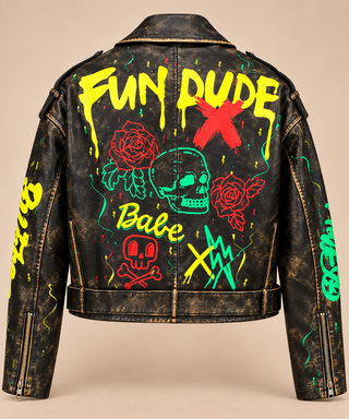 Graffiti Rebel Moto Jacket back studio product photo