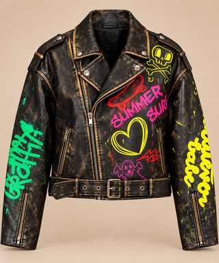 Graffiti Rebel Moto Jacket front studio product photo