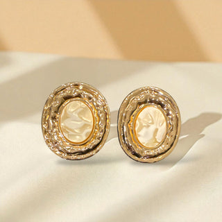 The Pastel Marble Oval Statement Earrings – Buy Now at Uneak Boutique