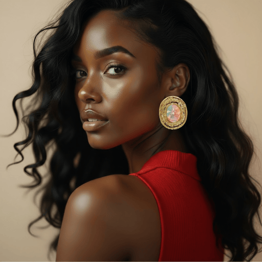 The Pastel Marble Oval Statement Earrings – Buy Now at Uneak Boutique