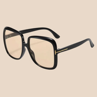Black oversized square sunglasses with champagne lenses