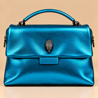 Turquoise blue metallic statement handbag square image